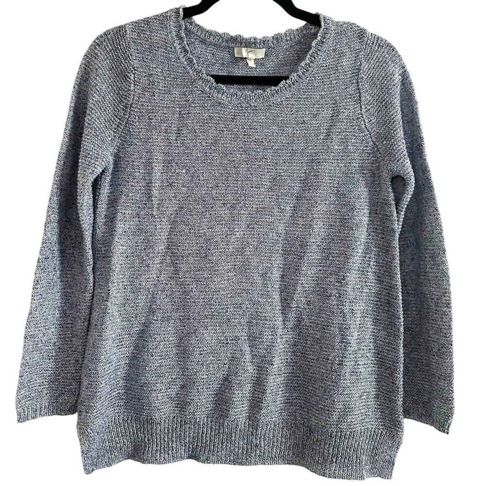 JOIE Blue Linen Knit Sweater Top Preppy Quiet Luxury Coastal Cottagecore - Sz XS